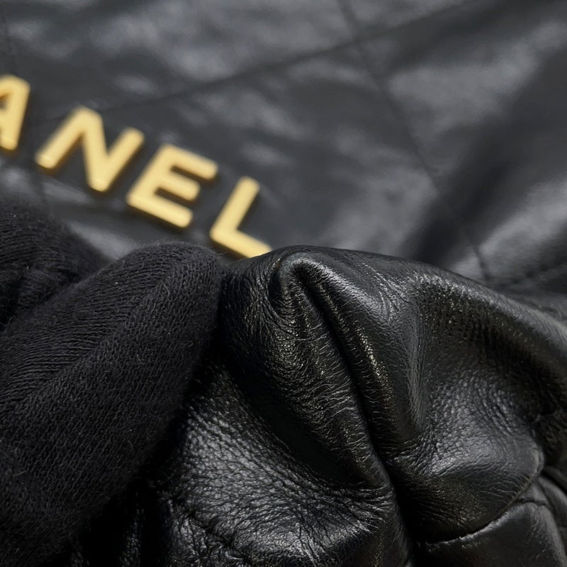 シャネル リュック シャネル22 スモール シャイニーカーフスキン AS3859 CHANEL バックパック バッグ 黒