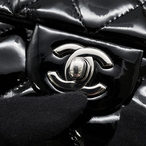 シャネル チェーンショルダーバッグ マトラッセ ココマーク パテント A65051 CHANEL バッグ 黒