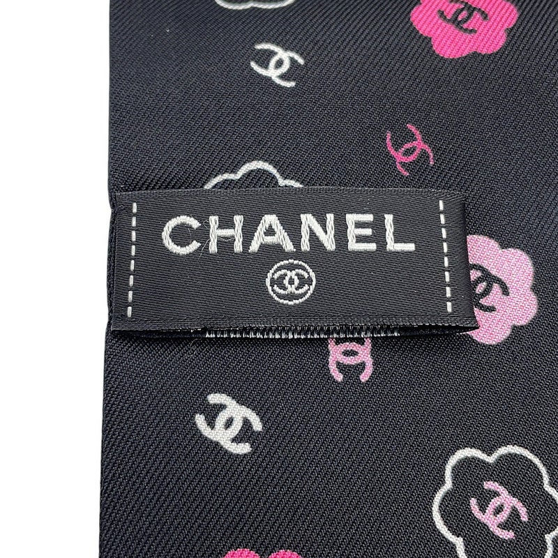 シャネル スカーフ ロゴ ココマーク シルク CHANEL 白 黒