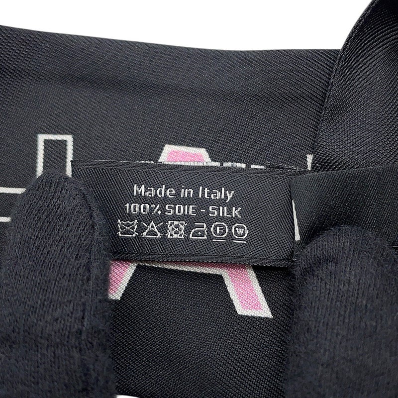 シャネル スカーフ ロゴ ココマーク シルク CHANEL 白 黒