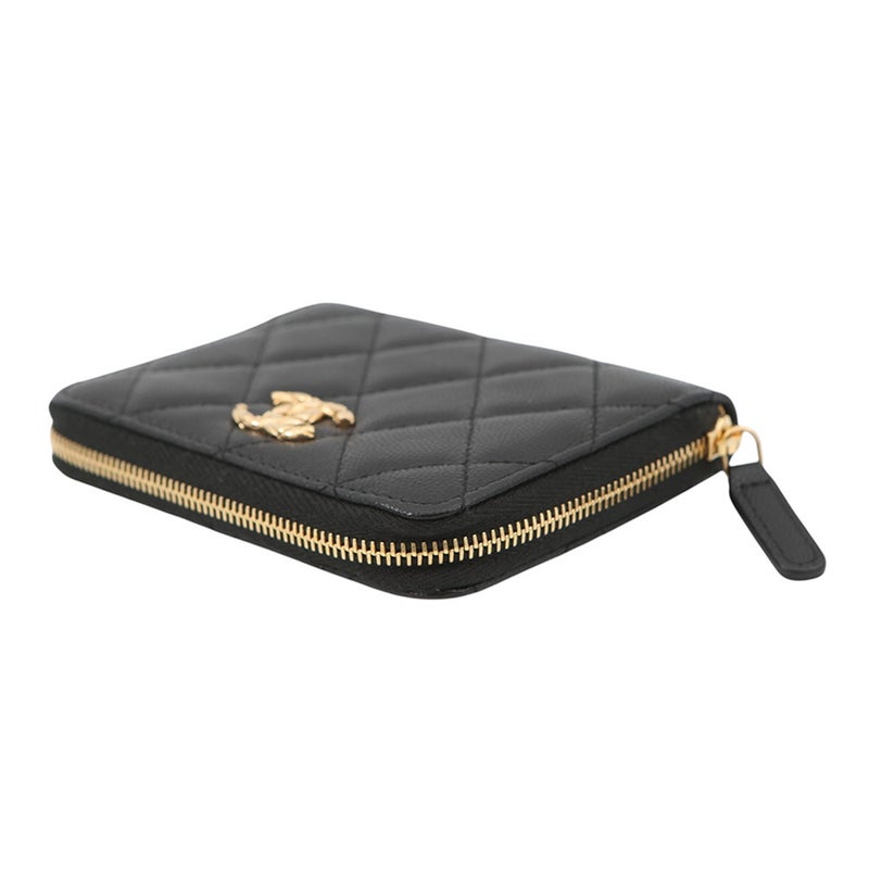 シャネル 二つ折り財布 マトラッセ ラウンドジップウォレット ココマーク キャビアスキン AP5016 CHANEL 財布 黒