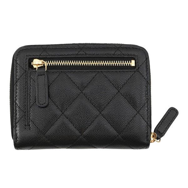 シャネル 二つ折り財布 マトラッセ ラウンドジップウォレット ココマーク キャビアスキン AP5016 CHANEL 財布 黒