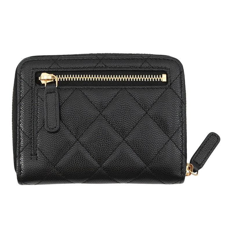 シャネル 二つ折り財布 マトラッセ ラウンドジップウォレット ココマーク キャビアスキン AP5016 CHANEL 財布 黒