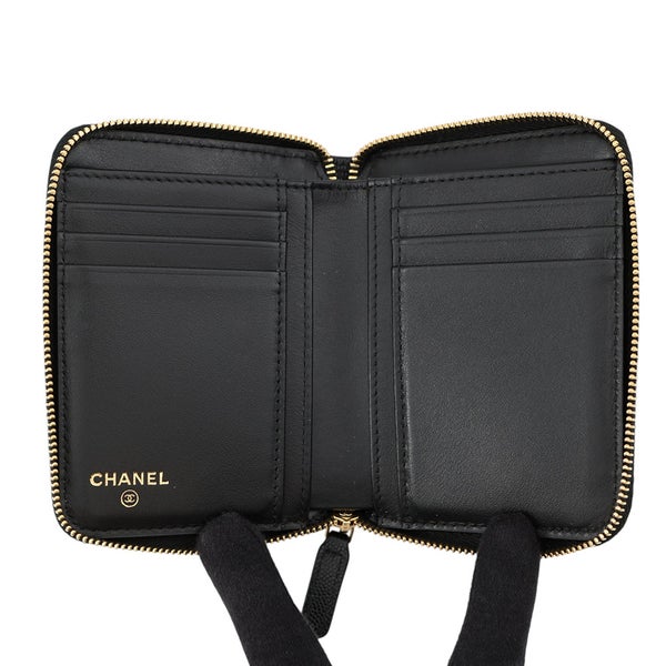 シャネル 二つ折り財布 マトラッセ ラウンドジップウォレット ココマーク キャビアスキン AP5016 CHANEL 財布 黒