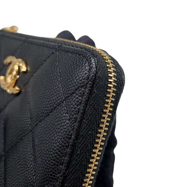 シャネル 二つ折り財布 マトラッセ ラウンドジップウォレット ココマーク キャビアスキン AP5016 CHANEL 財布 黒