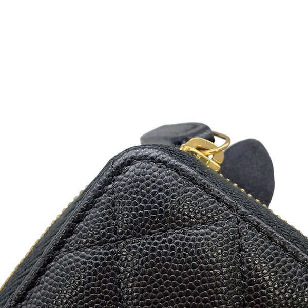 シャネル 二つ折り財布 マトラッセ ラウンドジップウォレット ココマーク キャビアスキン AP5016 CHANEL 財布 黒