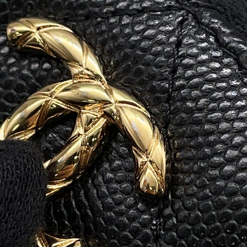 シャネル 二つ折り財布 マトラッセ ラウンドジップウォレット ココマーク キャビアスキン AP5016 CHANEL 財布 黒