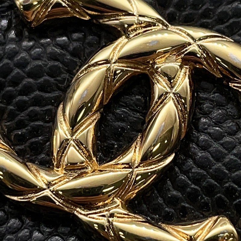 シャネル 二つ折り財布 マトラッセ ラウンドジップウォレット ココマーク キャビアスキン AP5016 CHANEL 財布 黒