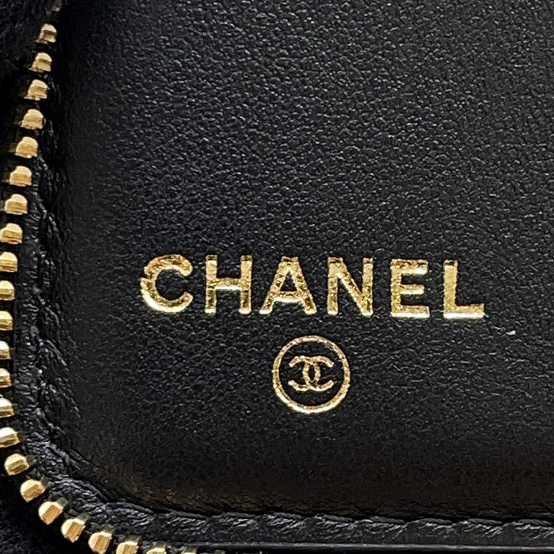 シャネル 二つ折り財布 マトラッセ ラウンドジップウォレット ココマーク キャビアスキン AP5016 CHANEL 財布 黒