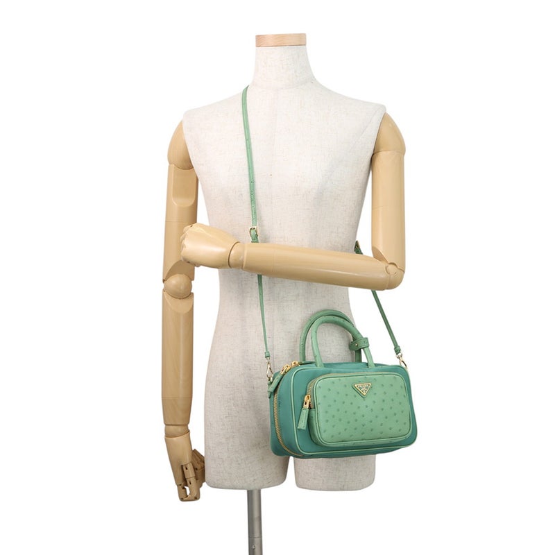 プラダ ハンドバッグ Re-Nylon ナイロン/オーストリッチ 1BB106 PRADA バッグ 2wayショルダーバッグ