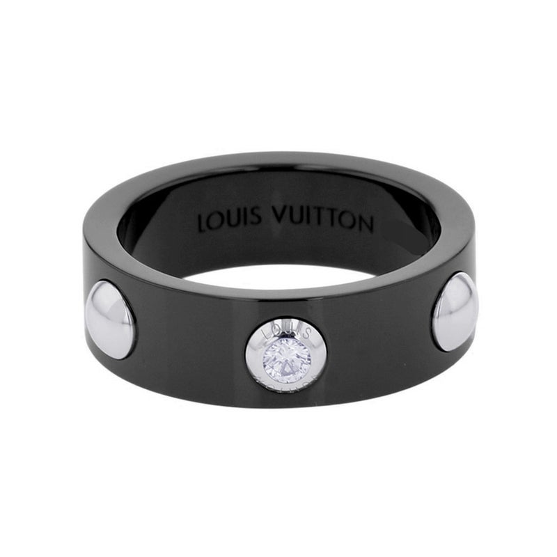 ルイヴィトン リング プティット バーグ クルー ダイヤモンド 1P Pt950/ブラックセラミック サイズ54 LOUIS VUITTON 指輪