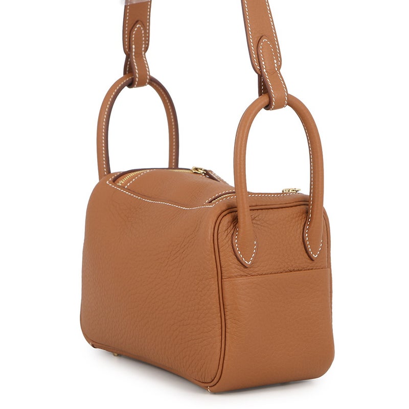 エルメス ハンドバッグ リンディ ミニ ゴールド/ゴールド金具 トリヨンクレマンス K刻印 HERMES バッグ 2wayショルダーバッグ