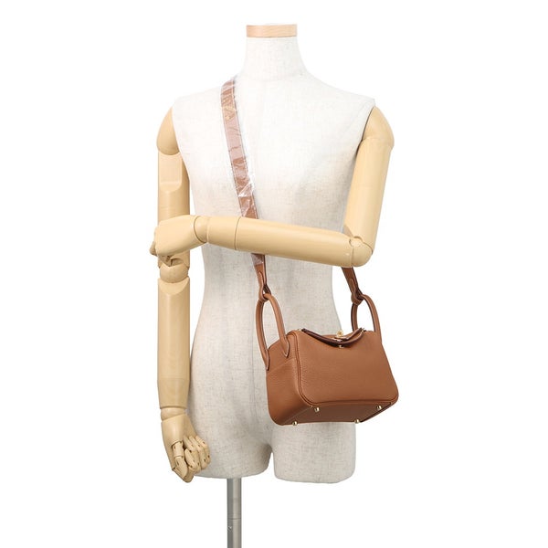 エルメス ハンドバッグ リンディ ミニ ゴールド/ゴールド金具 トリヨンクレマンス K刻印 HERMES バッグ 2wayショルダーバッグ