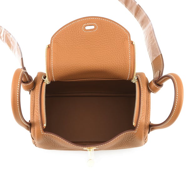 エルメス ハンドバッグ リンディ ミニ ゴールド/ゴールド金具 トリヨンクレマンス K刻印 HERMES バッグ 2wayショルダーバッグ