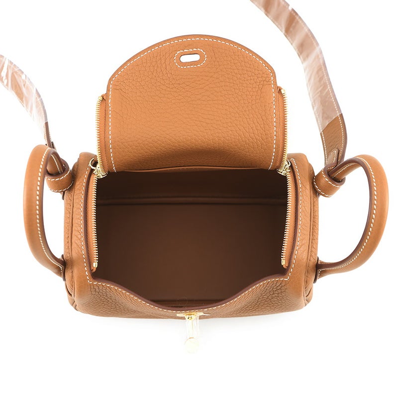エルメス ハンドバッグ リンディ ミニ ゴールド/ゴールド金具 トリヨンクレマンス K刻印 HERMES バッグ 2wayショルダーバッグ