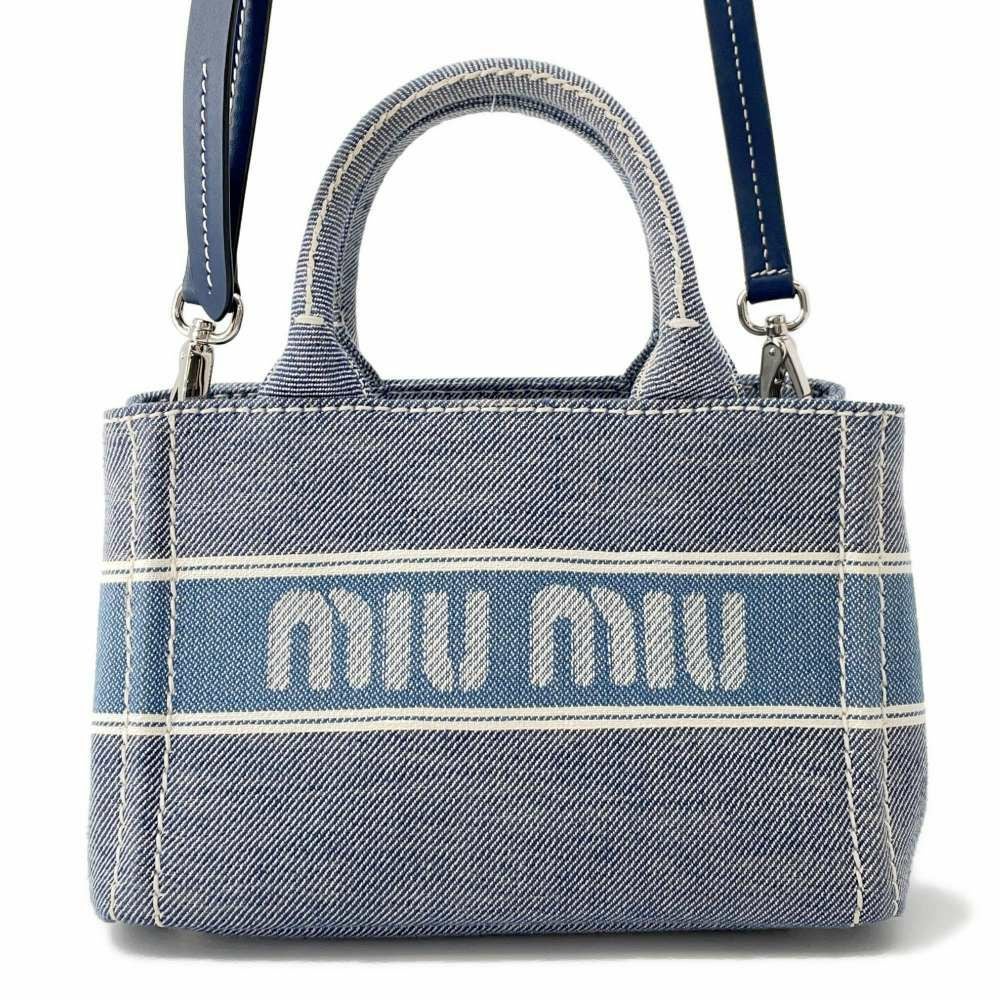 ミュウミュウ トートバッグ ジャガード ロゴ デニム 5BA253 Miu Miu ミュウミュウ トートバッグ ジャガード ロゴ デニム 5BA253 Miu Miu