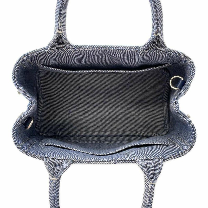 ミュウミュウ トートバッグ ジャガード ロゴ  デニム 5BA253 Miu Miu ハンド ショルダーバッグ 白