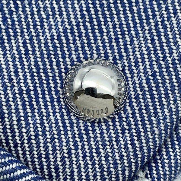 ミュウミュウ トートバッグ ジャガード ロゴ  デニム 5BA253 Miu Miu ハンド ショルダーバッグ 白