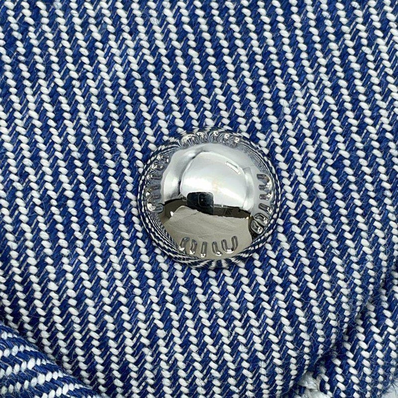 ミュウミュウ トートバッグ ジャガード ロゴ  デニム 5BA253 Miu Miu ハンド ショルダーバッグ 白