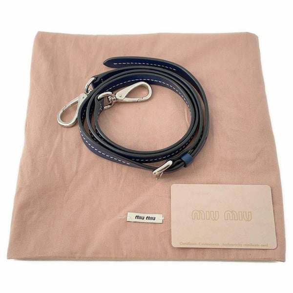 ミュウミュウ トートバッグ ジャガード ロゴ  デニム 5BA253 Miu Miu ハンド ショルダーバッグ 白