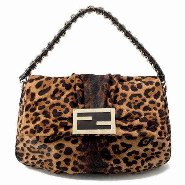 フェンディ ショルダーバッグ マンマバケット レオパード レザー ハラコ 8BR614 FENDI ワンショルダーバッグ