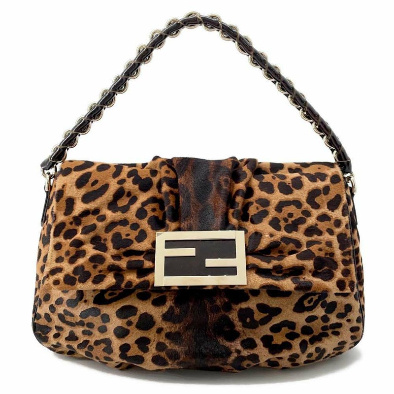 フェンディ ショルダーバッグ マンマバケット レオパード レザー ハラコ 8BR614 FENDI ワンショルダーバッグ