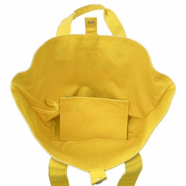 エルメス トートバッグ パニエドプラージュPM ジョーヌソレイユ/シルバー金具 キャンバス HERMES バッグ