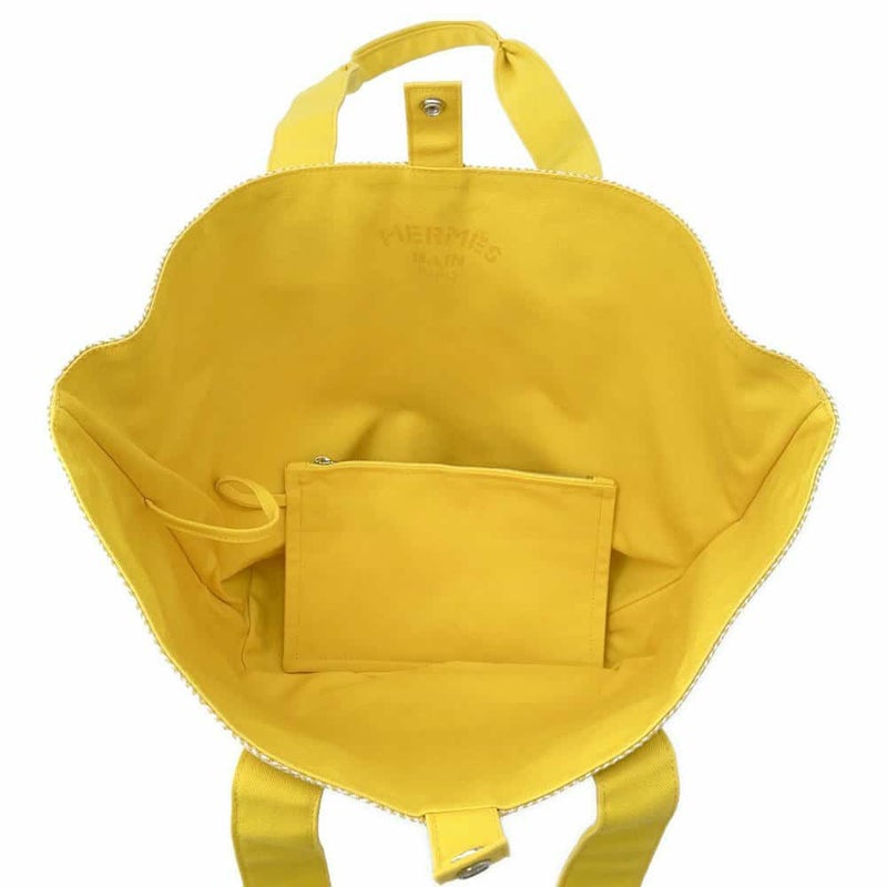 エルメス トートバッグ パニエドプラージュPM ジョーヌソレイユ/シルバー金具 キャンバス HERMES バッグ