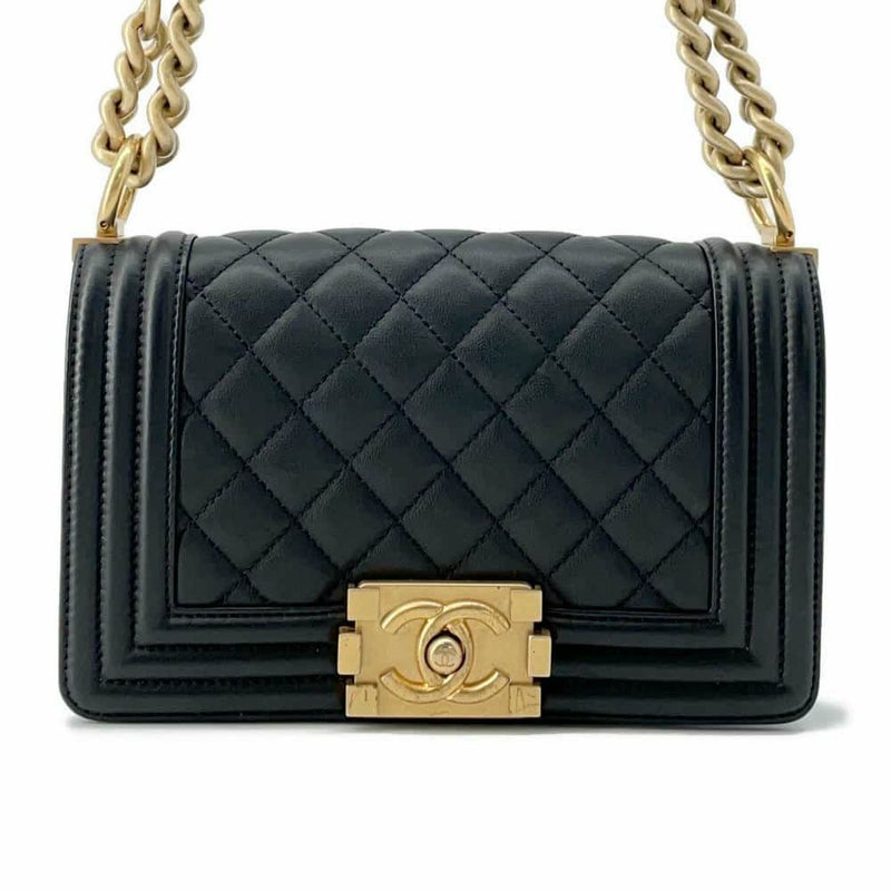 シャネル チェーンショルダーバッグ ボーイシャネル スモール マトラッセ ココマーク A67085 BOY CHANEL バッグ 黒