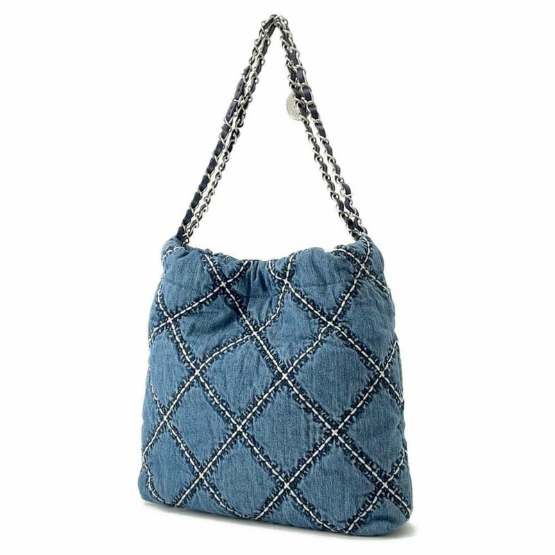 シャネル チェーンショルダーバッグ CHANEL 22 マトラッセ スモール デニム AS3260 CHANEL ポーチ付き