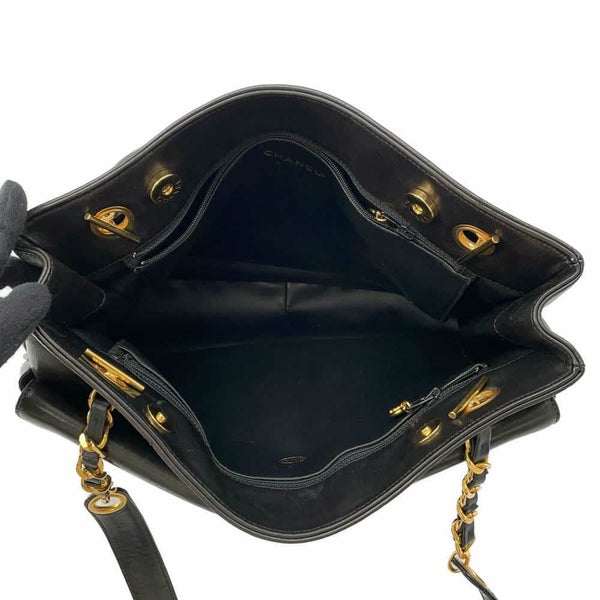 シャネル チェーントートバッグ デカココ ラムスキン A03682 CHANEL バッグ 黒