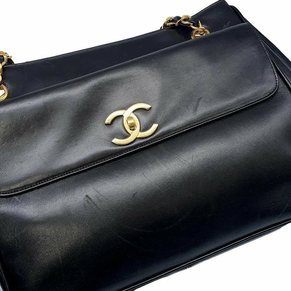 シャネル チェーントートバッグ デカココ ラムスキン A03682 CHANEL バッグ 黒