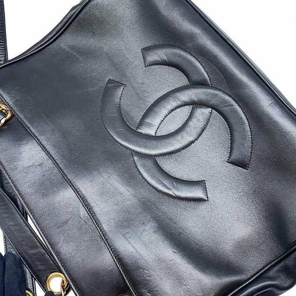 シャネル チェーントートバッグ デカココ ラムスキン A03682 CHANEL バッグ 黒