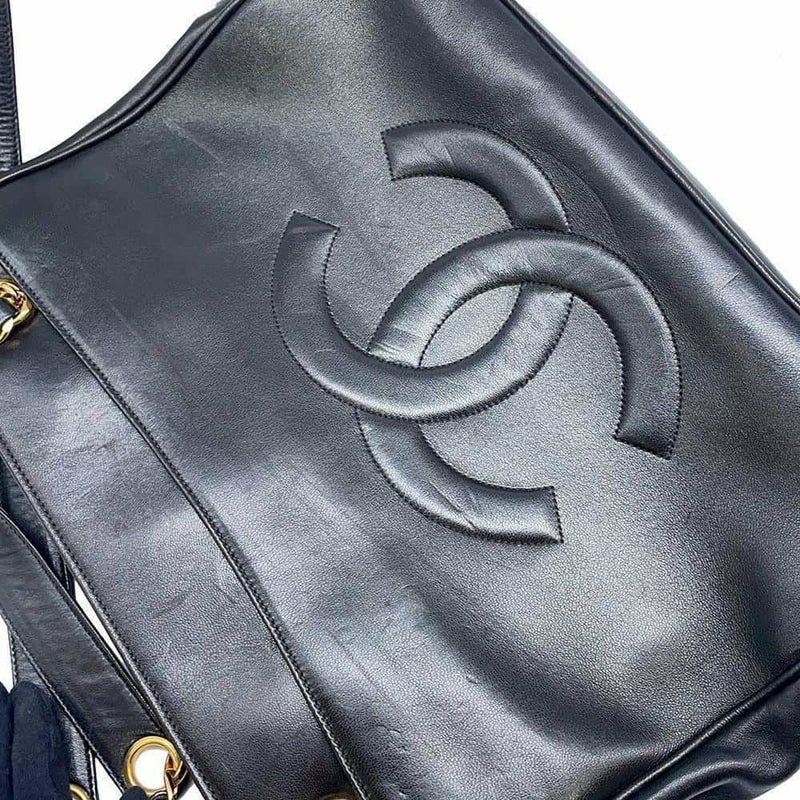 シャネル チェーントートバッグ デカココ ラムスキン A03682 CHANEL バッグ 黒