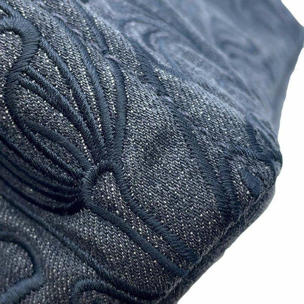 プラダ トートバッグ カナパ フラワーモチーフ 花 デニム PRADA 2wayショルダーバッグ 黒