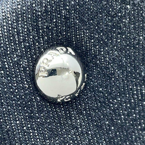 プラダ トートバッグ カナパ フラワーモチーフ 花 デニム PRADA 2wayショルダーバッグ 黒