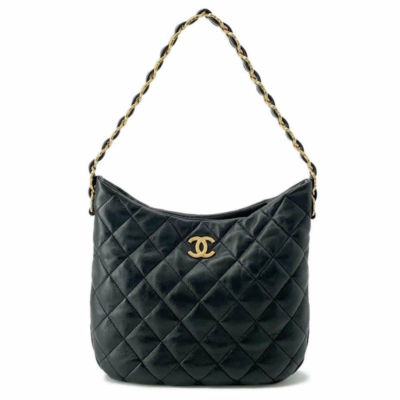 シャネル チェーンショルダーバッグ ココマーク マトラッセ ホーボーバッグ AS3631 CHANEL 黒