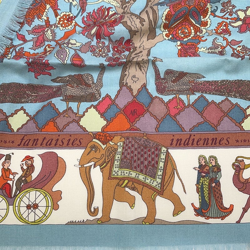 エルメス スカーフ カレ90 眩惑のインド Fantaisies Indiennes カシミヤ シルクHERMES 2008年限定
