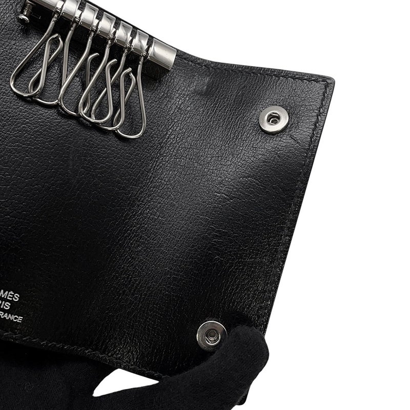 エルメス 6連キーケース エチュイ クレ6 ブラック/シルバー金具 ヴォーシャモニー □J刻印 黒