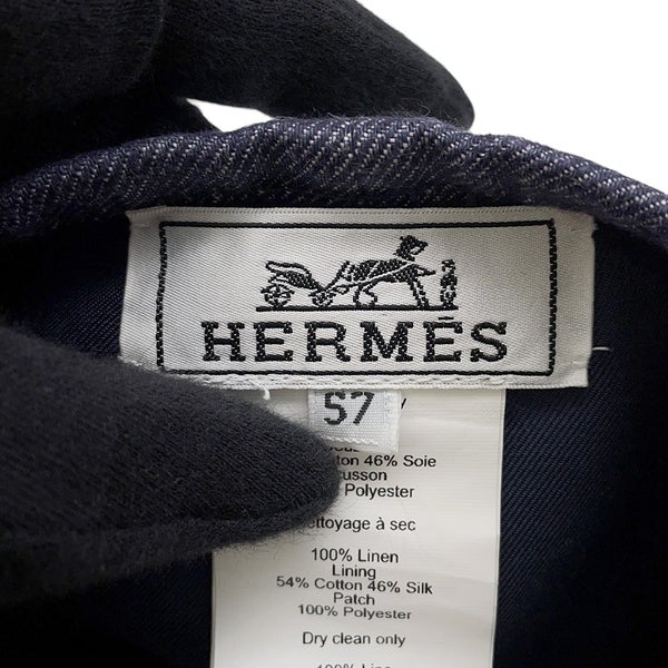 エルメス ベレー帽 ガブリエル セリエ クルー ド セル  リネン サイズ57 HERMES 帽子