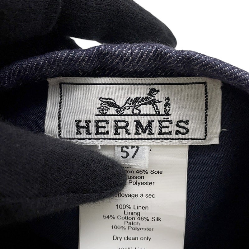 エルメス ベレー帽 ガブリエル セリエ クルー ド セル  リネン サイズ57 HERMES 帽子