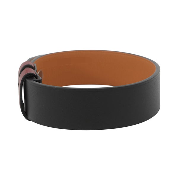 エルメス ブレスレット H ブラック/レッド/シルバー金具 レザー C刻印 サイズT4 HERMES アクセサリー 黒