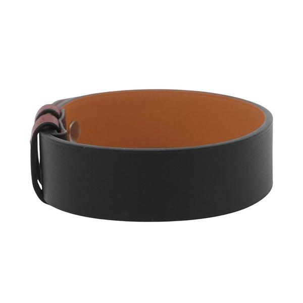 エルメス ブレスレット H ブラック/レッド/シルバー金具 レザー C刻印 サイズT4 HERMES アクセサリー 黒