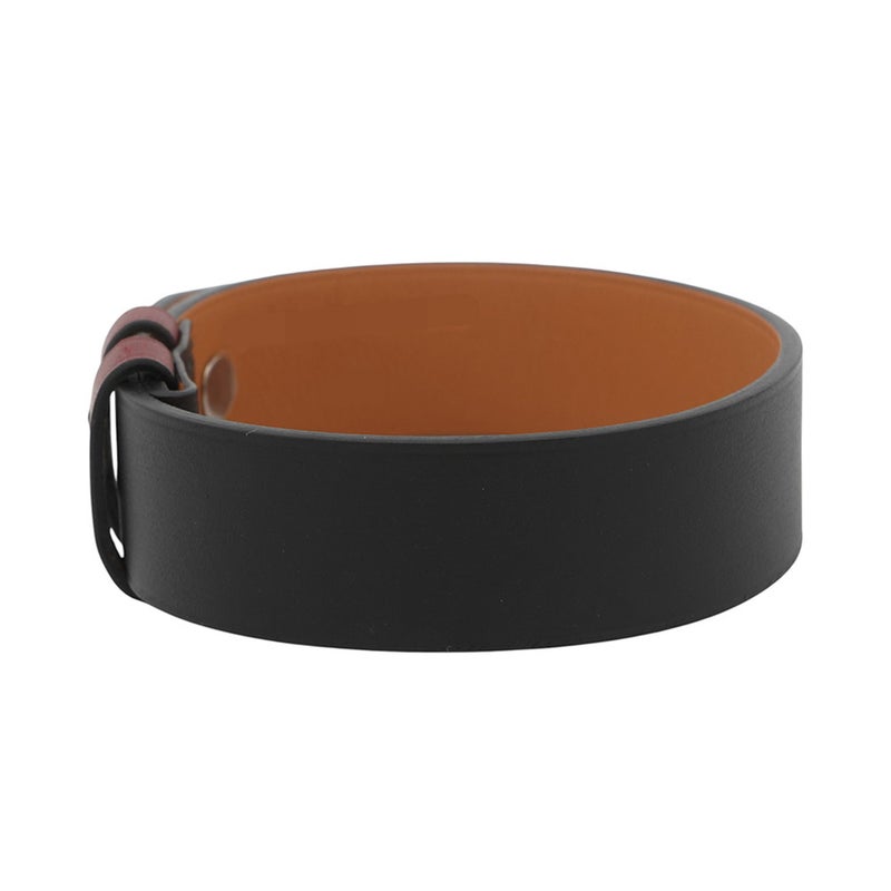 エルメス ブレスレット H ブラック/レッド/シルバー金具 レザー C刻印 サイズT4 HERMES アクセサリー 黒