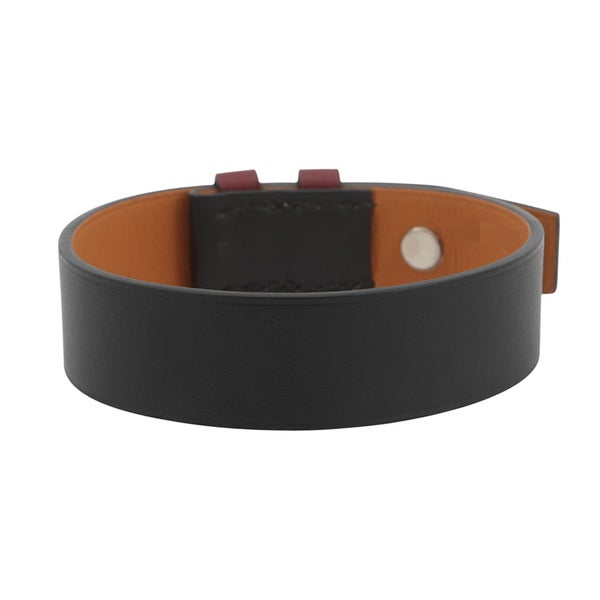 エルメス ブレスレット H ブラック/レッド/シルバー金具 レザー C刻印 サイズT4 HERMES アクセサリー 黒