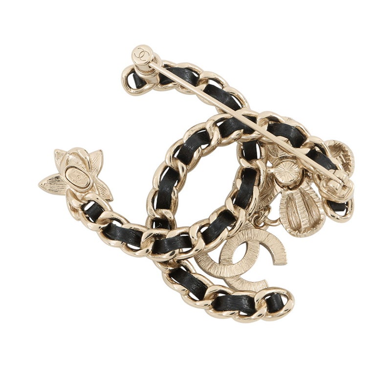 シャネル ブローチ ココマーク フラワー ラインストーン フェイクパール A22 K AB9679 CHANEL アクセサリー 黒