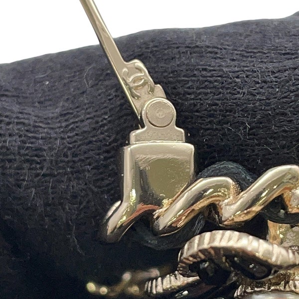 シャネル ブローチ ココマーク フラワー ラインストーン フェイクパール A22 K AB9679 CHANEL アクセサリー 黒