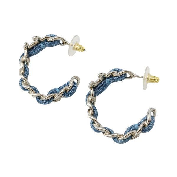 シャネル ピアス フープ ココマーク チェーン デニム B26 V ABF160 CHANEL アクセサリー
