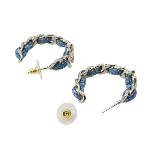シャネル ピアス フープ ココマーク チェーン デニム B26 V ABF160 CHANEL アクセサリー