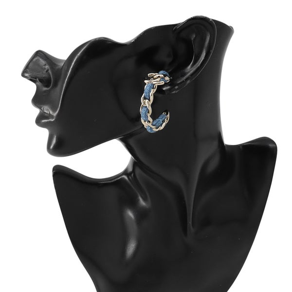 シャネル ピアス フープ ココマーク チェーン デニム B26 V ABF160 CHANEL アクセサリー